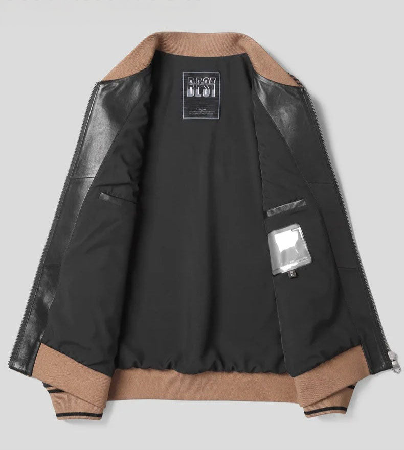 Jacket opened flat; lining shown (French Beige & Onyx) — From Borcelleclothes.