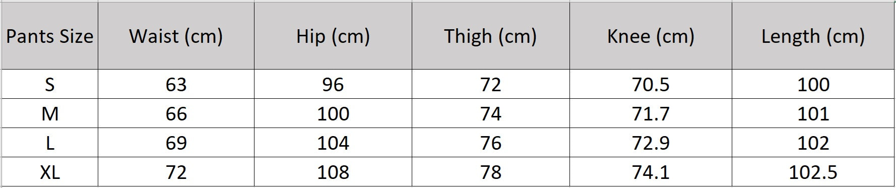 Size chart for women’s wide-leg high-stretch ribbed knit pants — From Borcelleclothes.