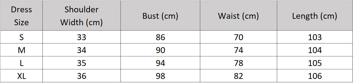 Women's size chart for a flared sleeveless midi dress crafted from 100% Mulberry silk crepe de chine. Features a wrap bodice with pleats, side sashes, and a misty watercolor print. — From Borcelleclothes.