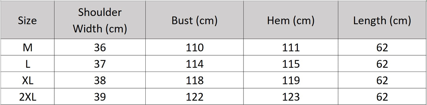 Women's size chart for a 100% Mulberry silk twill (18 Momme) sleeveless blouse in Muted Sundrop with a border print. Features front and back pleats radiating from the neckline. — From Borcelleclothes.