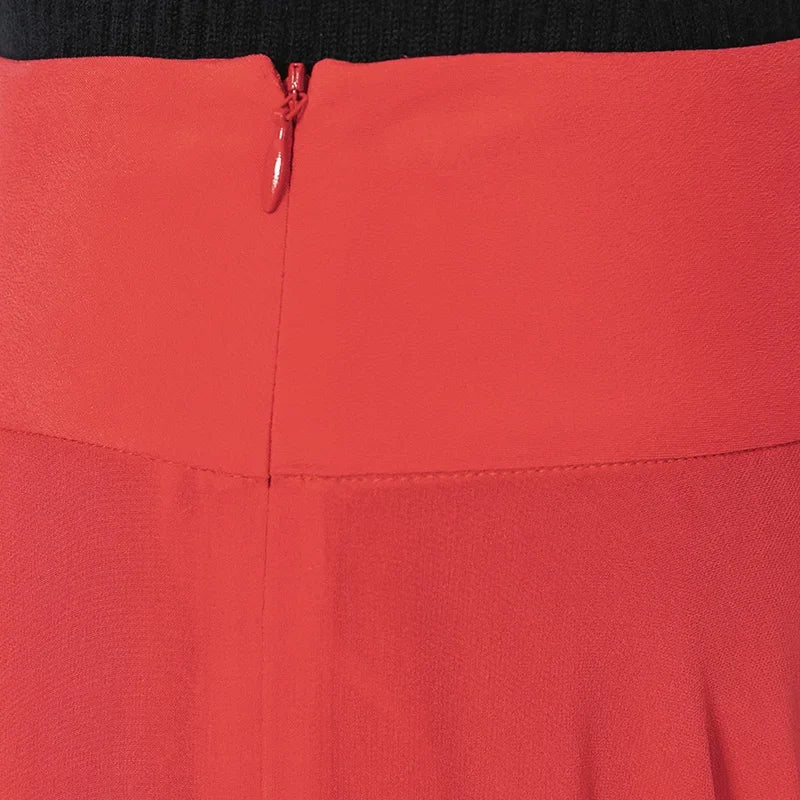 Close-up of the premium invisible zipper closure seamlessly integrated into the right side seam of the silk skirt — From Borcelleclothes.