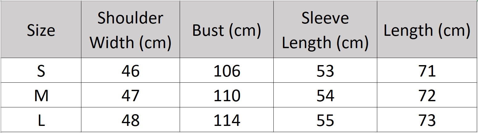 Women's size chart for a reversible lake-region shearling coat, featuring a double-faced collar and horn buttons — From Borcelleclothes.