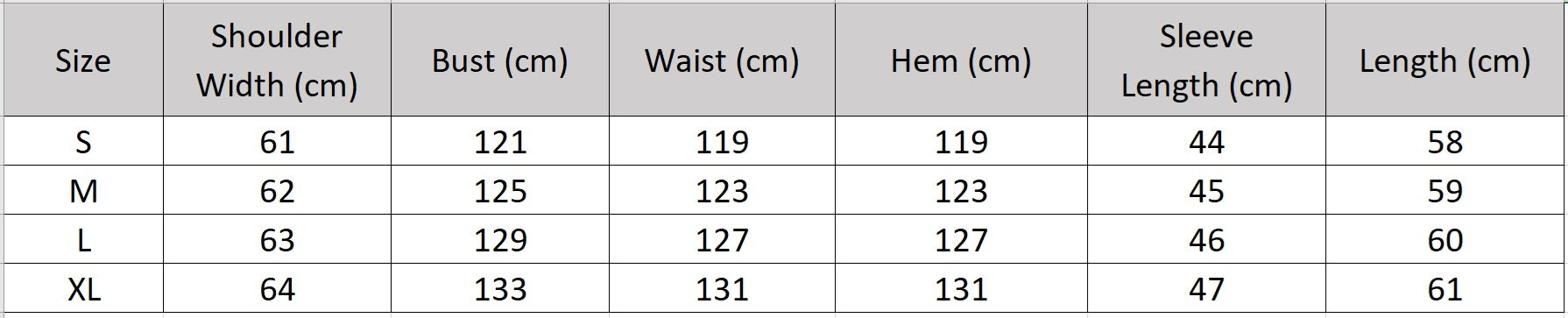 Women's size chart for an Architectural double-sided wool jacket. Highlighting the 980g/m² density, transformative collar geometry, and hand-finished invisible seams. — From Borcelleclothes.