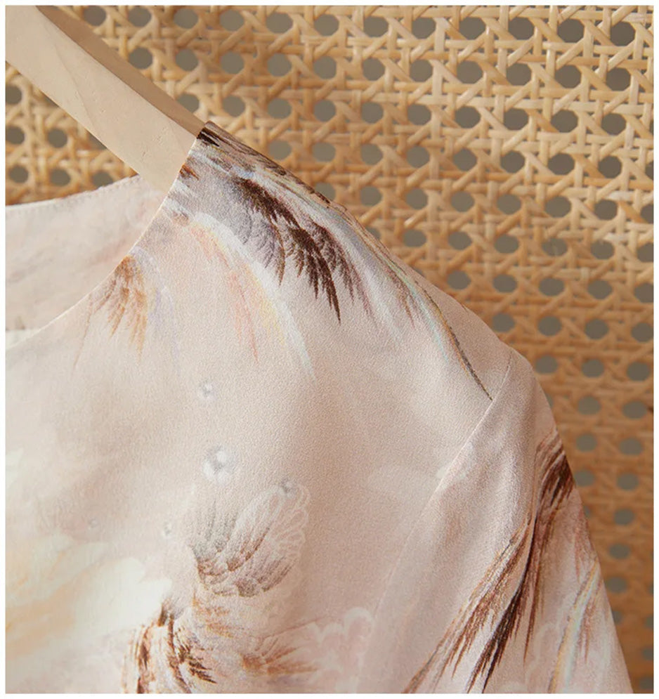 Detailed view of the set-in sleeve shoulder, illustrating the precision and high-end tailoring of the silk bodice — From Borcelleclothes.