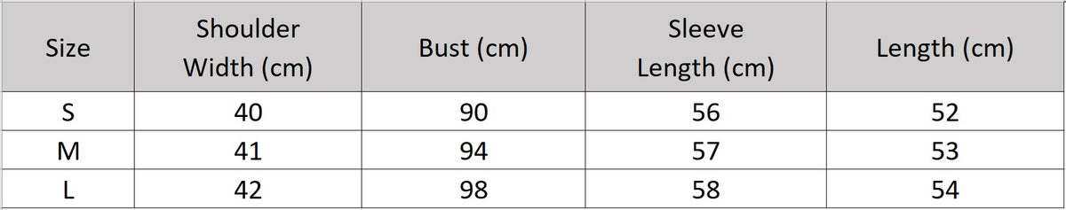 Women's size chart for a Full-grain sheepskin leather jacket in Crinkled Nocturne. Semi-fitted collarless design featuring exposed front darts and delicate pearl-centered woven buttons. — From Borcelleclothes.