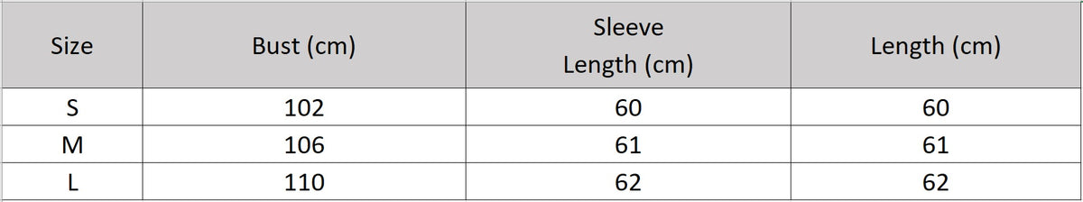 Women's size chart for a Cropped wrap jacket in full-grain crinkled sheepskin. An austere silhouette with an asymmetrical satin pankou closure, mandarin collar, and high-low hem.  Color - Frost-Glazed Lava. — From Borcelleclothes.