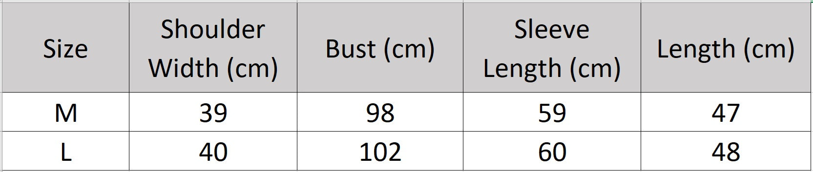 Women's size chart for a cropped shearling shirt-jacket, featuring waved Xiaohu fleece, pointed collar, and military shoulder tabs. - From Borcelleclothes.