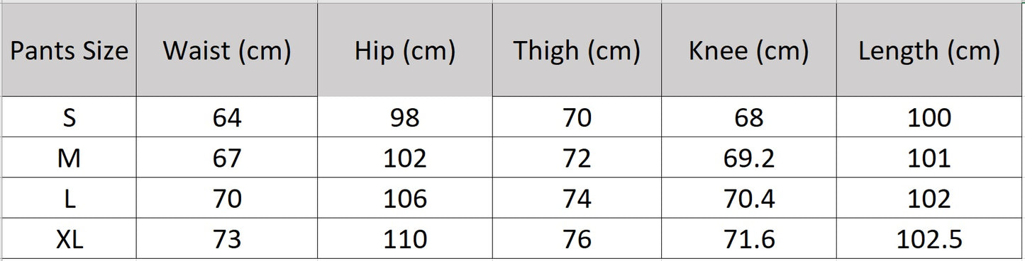 Size measurements for the Lapis Shimmer wide-leg trousers with an elasticated waistband. From Borcelleclothes.