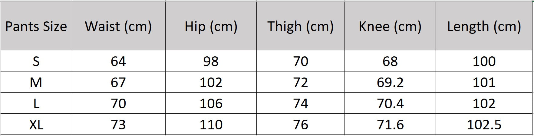 Size measurements for the Lapis Shimmer wide-leg trousers with an elasticated waistband. From Borcelleclothes.
