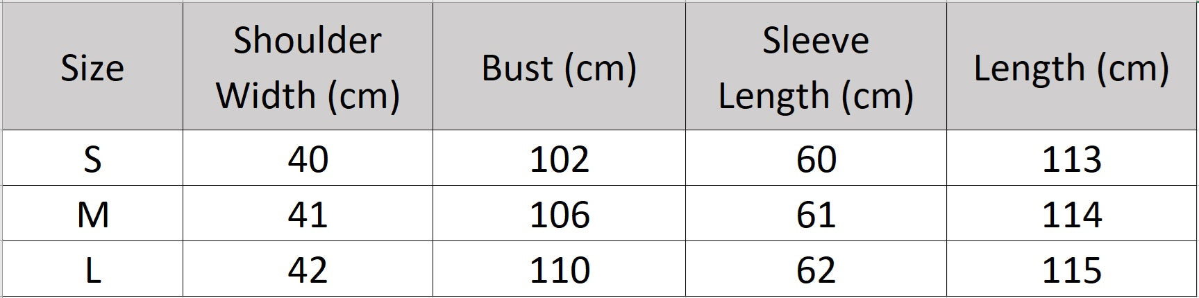 Women's size chart for a double-sided coat made of Australian wool and cashmere, featuring a pointed collar, eight-button double-breasted closure, and a defined belted waist. — From Borcelleclothes.