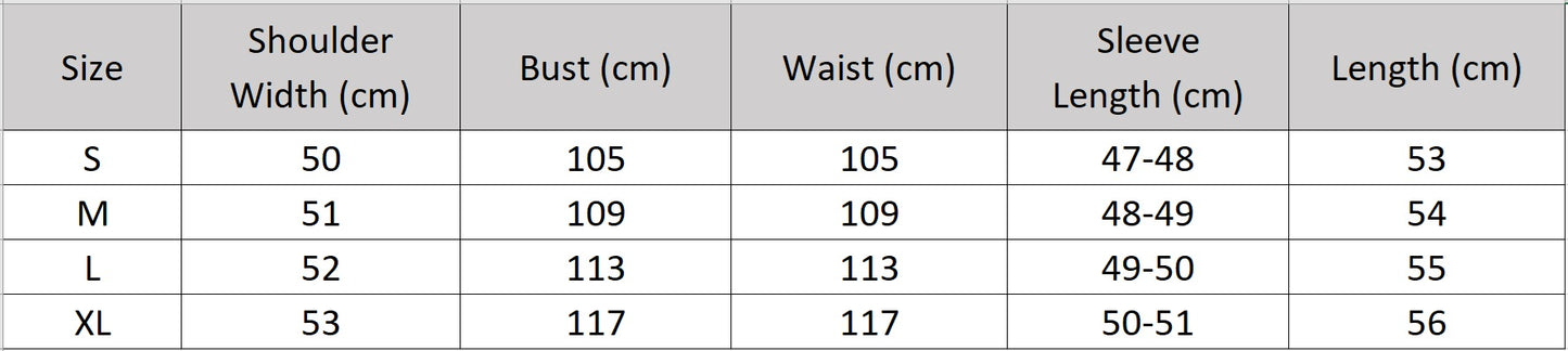 Women's size chart for a hand-finished double-sided wool jacket, with decorative bone toggles and wool tassels. — From Borcelleclothes.