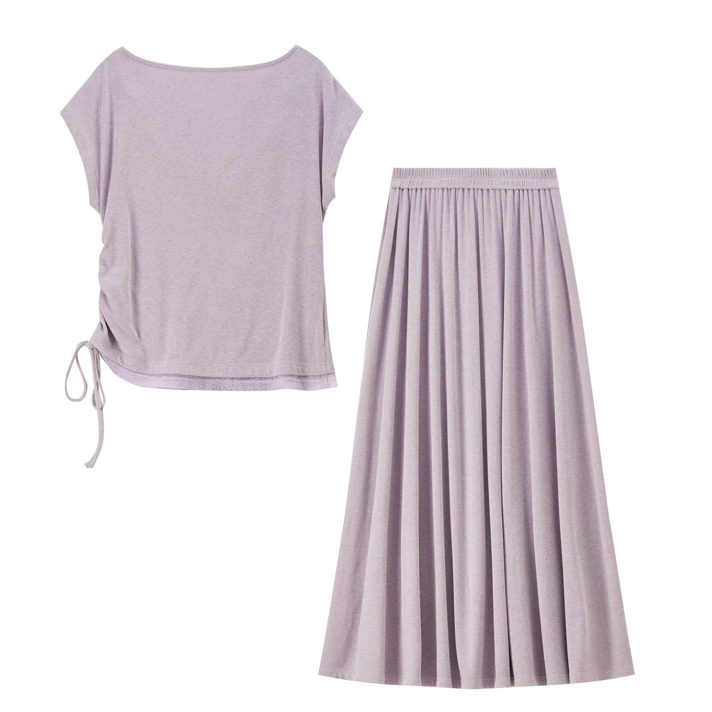 Rear flat lay of the top and skirt, showcasing the clean lines and quality construction. — From Borcelleclothes.