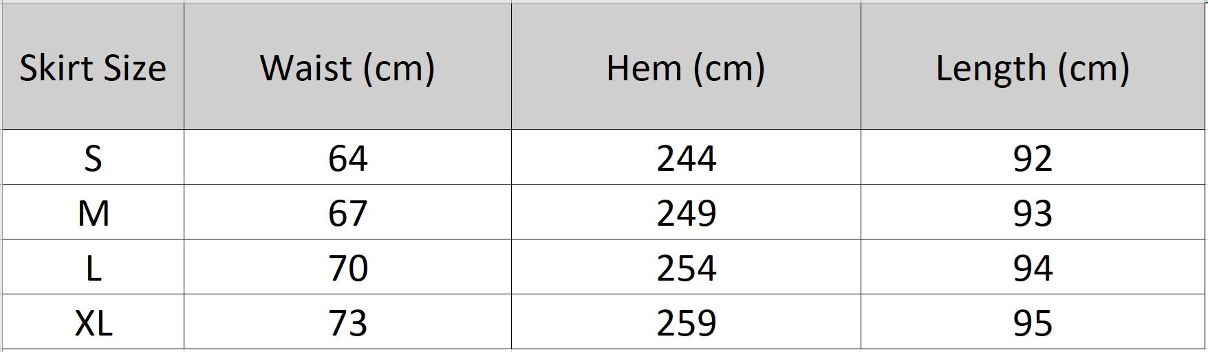 Size guide for the flared midi skirt: ensuring the ideal flow and waist comfort. — From Borcelleclothes.