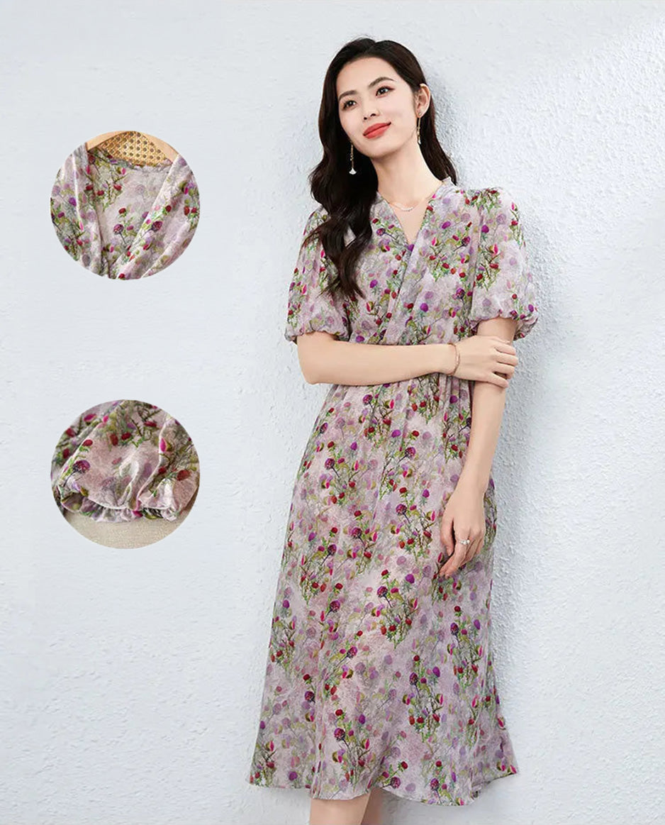 A detailed collage of the Thistle Grace dress: from the inward-folded sleeves to the precisely draped bodice, capturing the essence of self-sufficiency. — From Borcelleclothes.