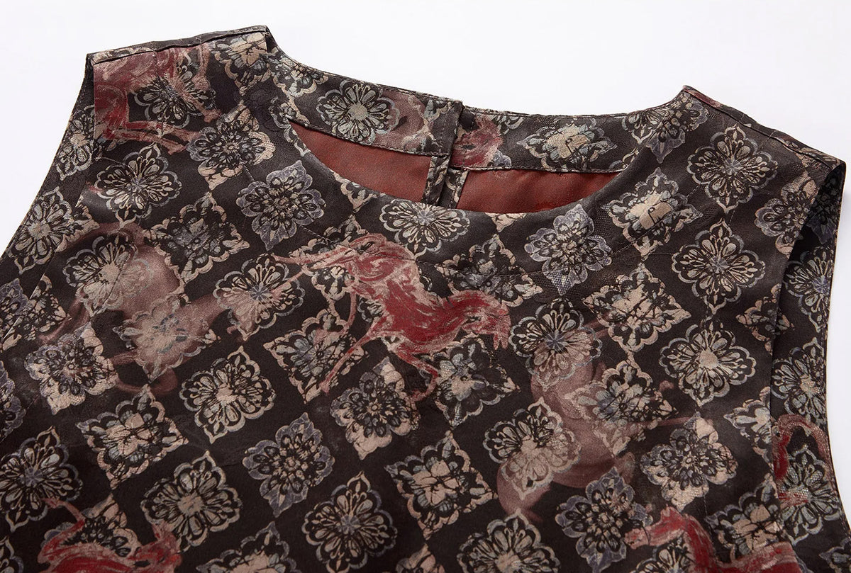 Upper bodice detail highlighting the round neckline and floral rosette jacquard reliefs — From Borcelleclothes.
