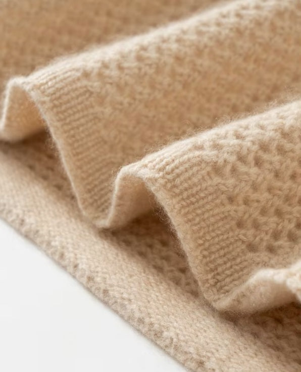 Double-layered bottom hem with false rib and stockinette on the Brandy lace sweater — From Borcelleclothes.