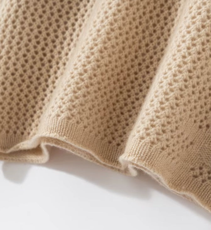 Bottom part of the Brandy floral lace sweater showing relaxed fit and detailed edge finish — From Borcelleclothes.