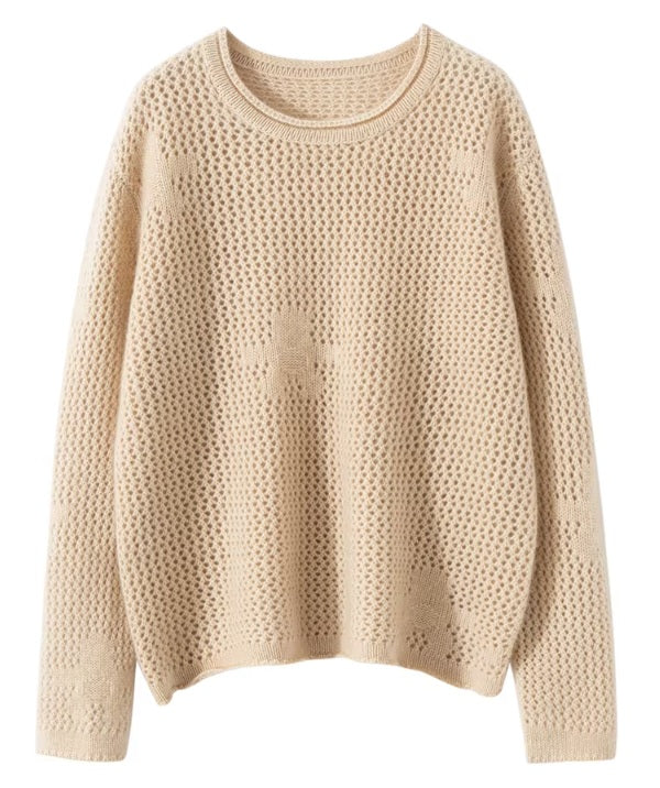 Front drape of the Brandy thread lace sweater in Alashan cashmere — From Borcelleclothes.