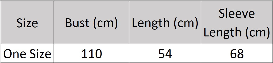 Women’s size chart for a thread lace cashmere sweater with integrated floral pattern, rolled neckline, and double-layered ribbed edges —  From Borcelleclothes.