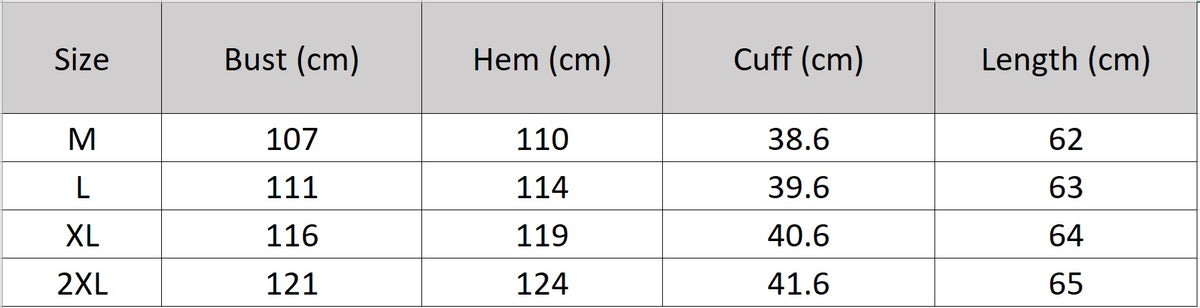 Women's size chart for a 19 Momme stretch silk jacquard blouse. Features fluted texture, delicate gathers beneath a stand collar, and short kimono sleeves. — From Borcelleclothes.