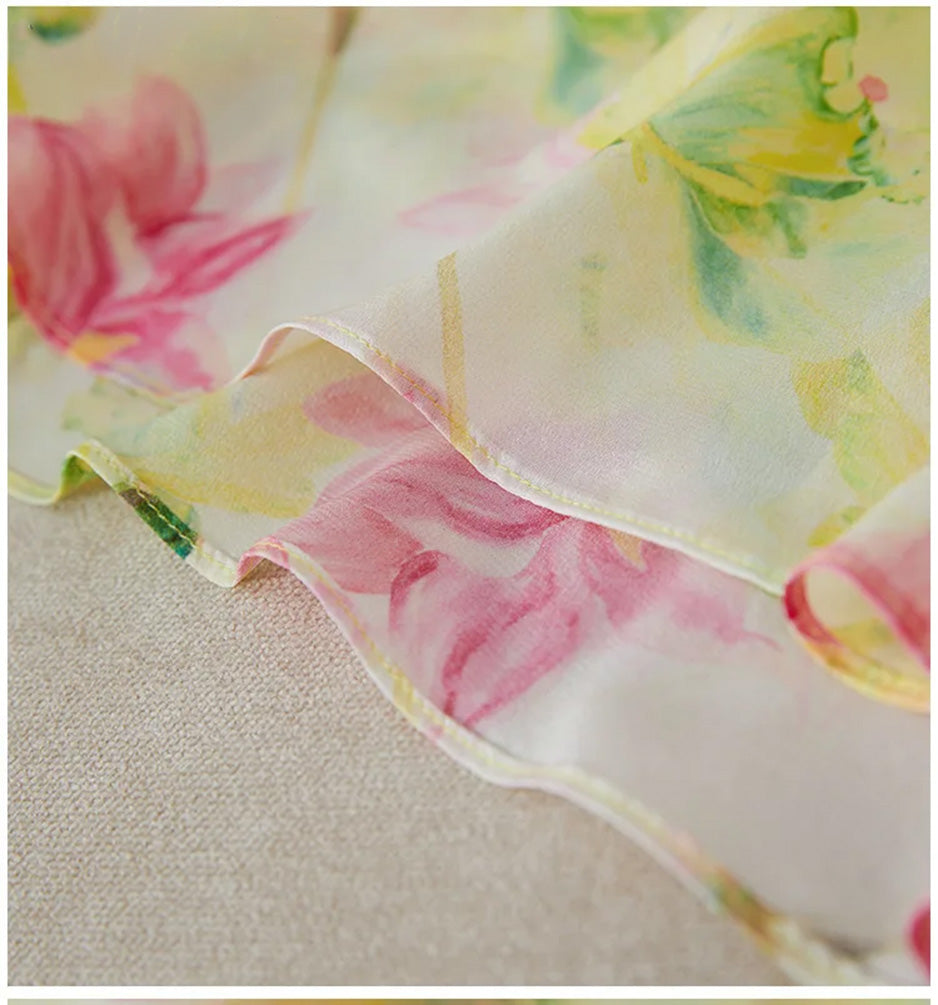 Close-up of the fluid, cleanly finished bottom hem of the Magnolia in May silk crepe de chine dress — From Borcelleclothes.