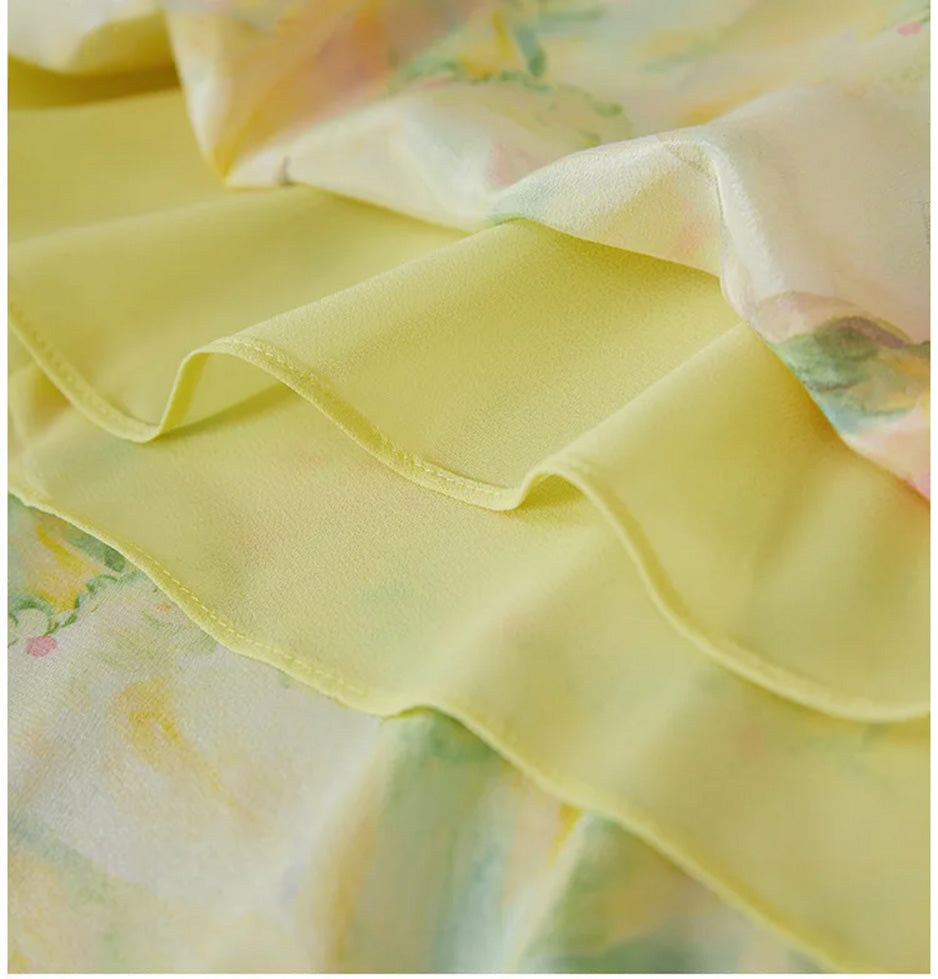 Detailed view of the unfolded bottom hem and immaculate inner lining of the Magnolia in May silk dress — From Borcelleclothes.