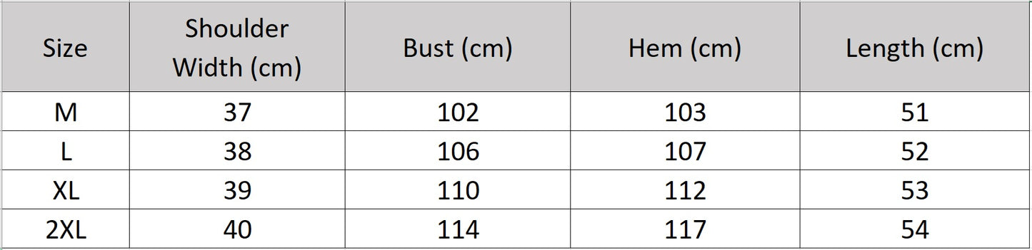Women's size chart for a Sleeveless 18-momme Mulberry silk blouse in 3D puckered jacquard. Front-to-back design with mother-of-pearl buttons. — From Borcelleclothes.