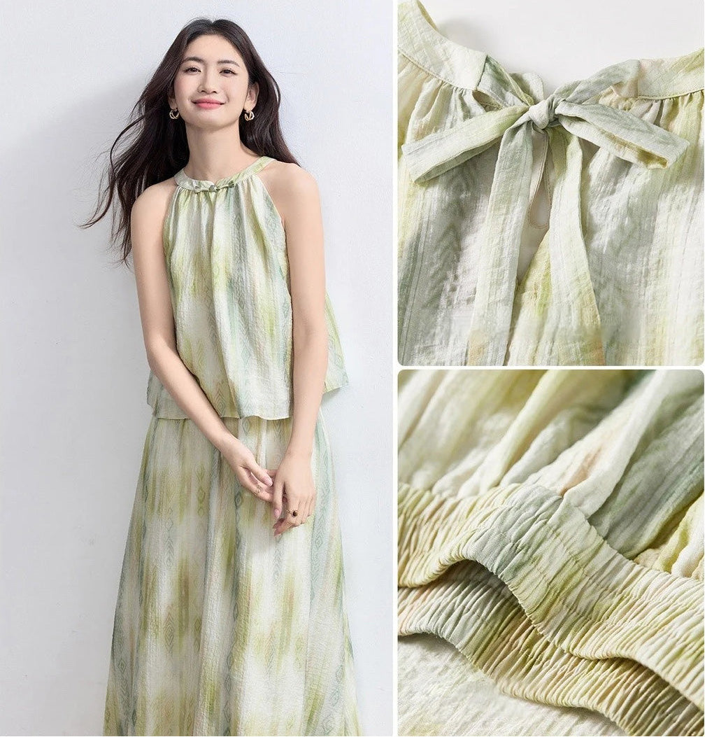 Technical collage highlighting the  the back bow, and the skirt’s textured waistband — From Borcelleclothes.