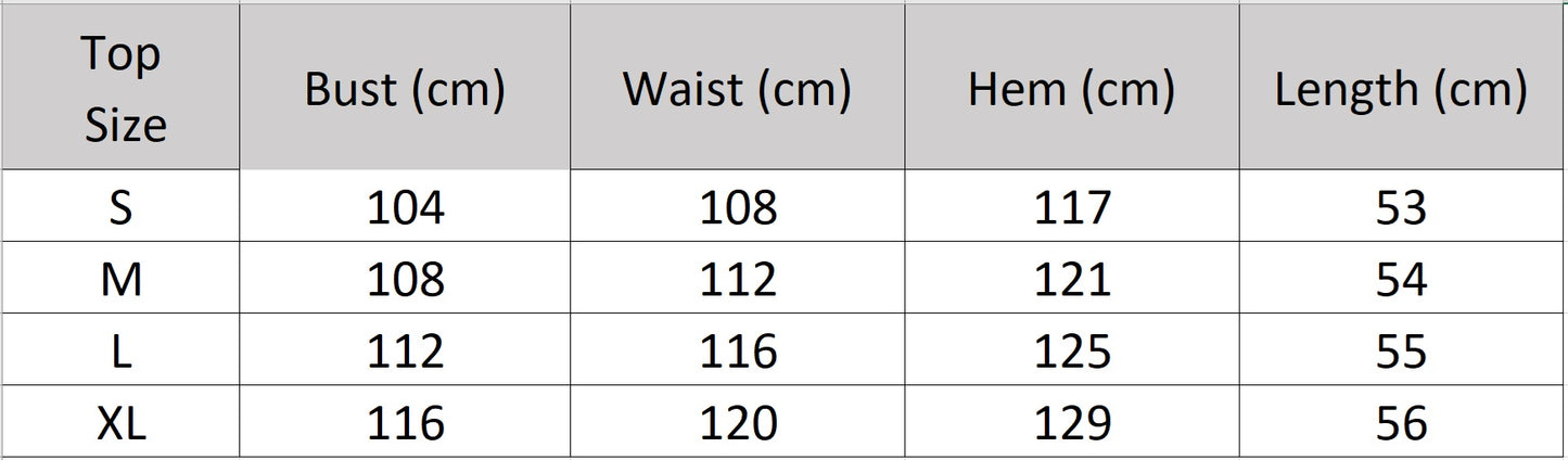 Detailed size guide for the women’s halter neck crinkled lyocell top in Inner Charm print — From Borcelleclothes.