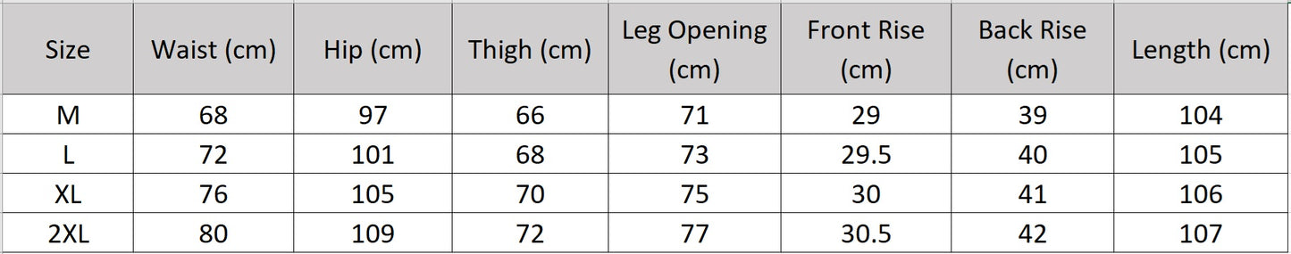 Women's size chart for a Flared wide-leg Mulberry Silk trousers in Balanced Pinstripe with two box pleats, side pockets, and an inner waist yoke. Crafted from 100% Grade 6A 46 Momme pinstriped silk jacquard. — From Borcelleclothes.