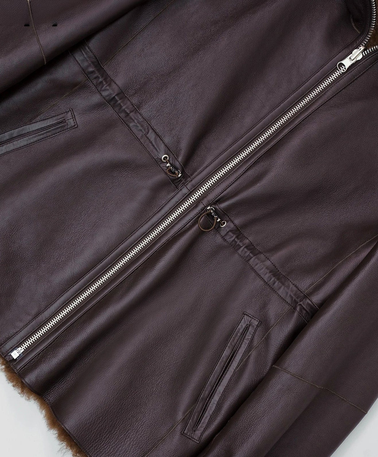 Bottom hem section, Toffee Bloom coat, leather side — From Borcelleclothes.