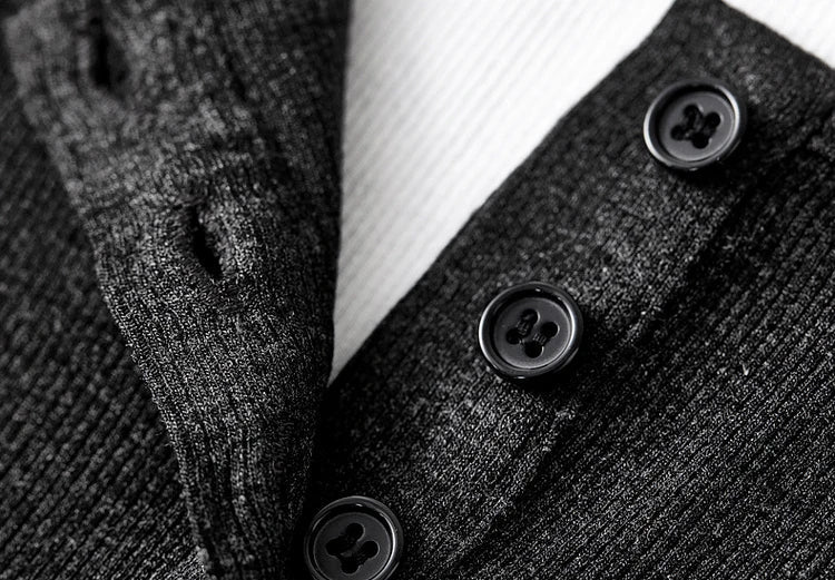 Detail of the Mojo top with an unfastened three-button placket and white inner lining — From Borcelleclothes.