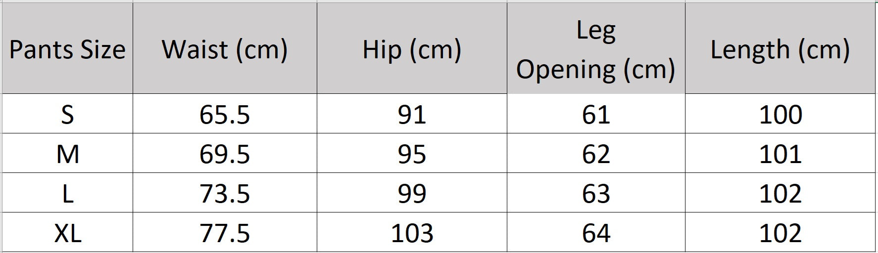 Women's size chart for the trousers of the two-piece linen blend set. Mid-waist trousers with crossed pleats. — From Borcelleclothes.