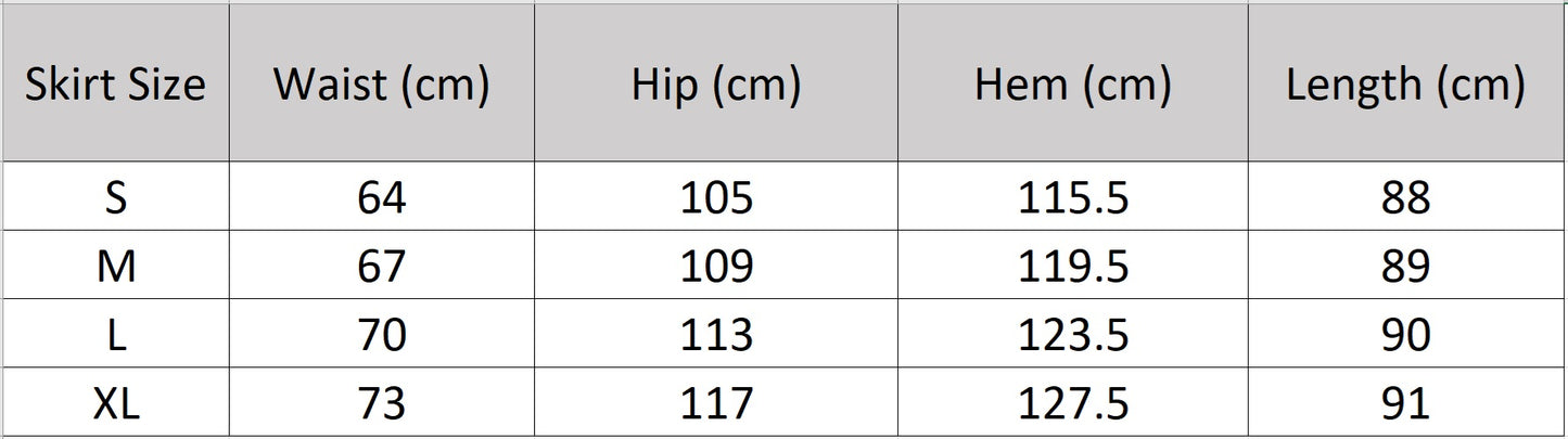 Detailed measurements for the A-line pleated midi skirt — From Borcelleclothes.