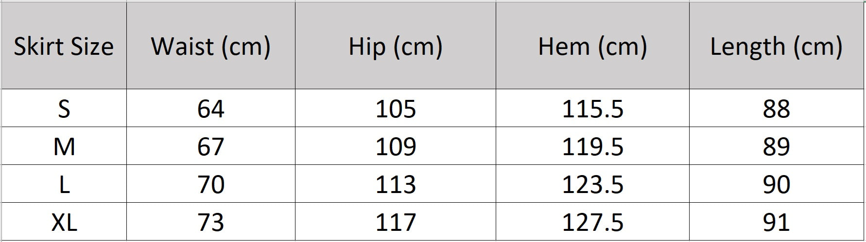 Detailed measurements for the A-line pleated midi skirt — From Borcelleclothes.