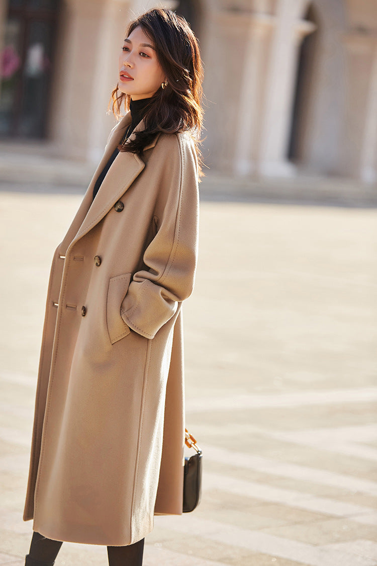 A moment of poise in French Beige, capturing the soft haze of steamed milk and cinnamon. From Borcelleclothes.