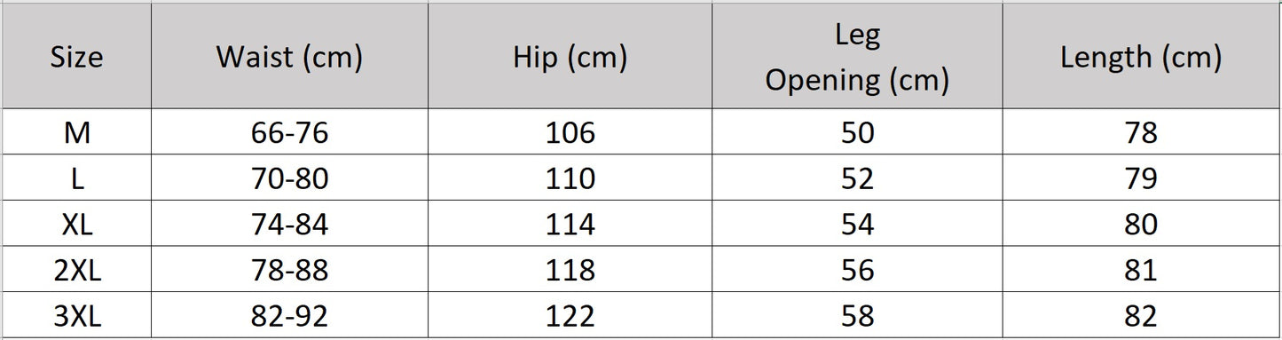 Women's size chart for a wide-leg Mulberry silk trousers with front pleats, elasticated waistband & pockets. — From Borcelleclothes.