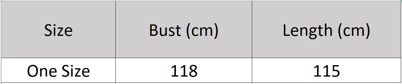 Women’s size chart for a minimalist full-length mink fur coat with clean silhouette, hidden hook closure, and seamless surface. — From Borcelleclothes.