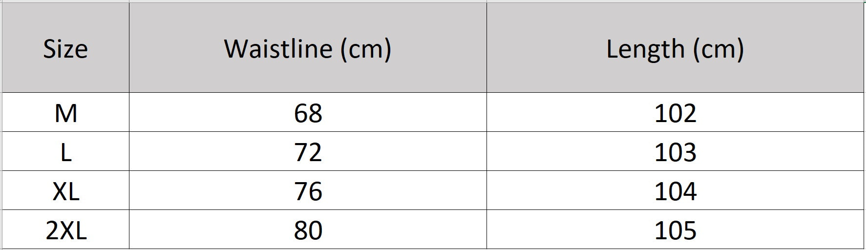 Women's size chart for a luxury golden-mustard silk wrap midi skirt with structured panels, delicate pintuck details, and flowing georgette hem. — From Borcelleclothes.