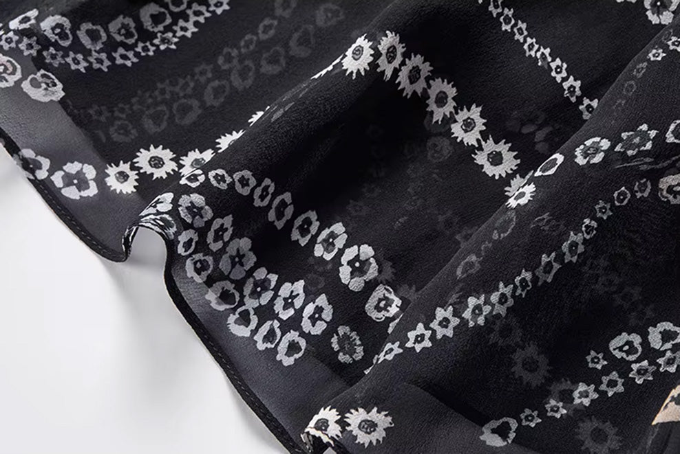 Close-up of the bottom hem on a black Mulberry silk georgette skirt — From Borcelleclothes.