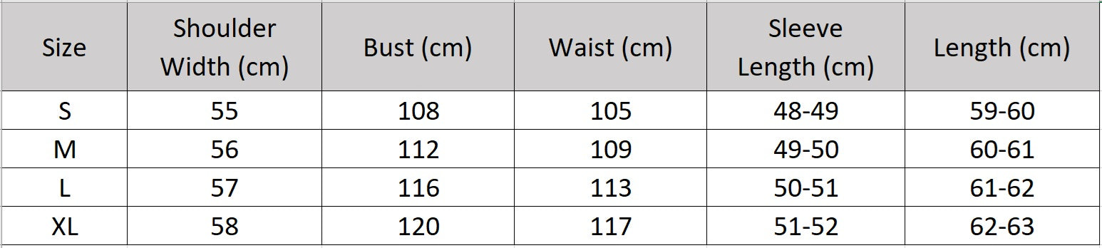 Women's size chart for a cropped double-breasted 100% virgin wool jacket, featuring notch lapels and hand-finished double-faced construction. — From Borcelleclothes.