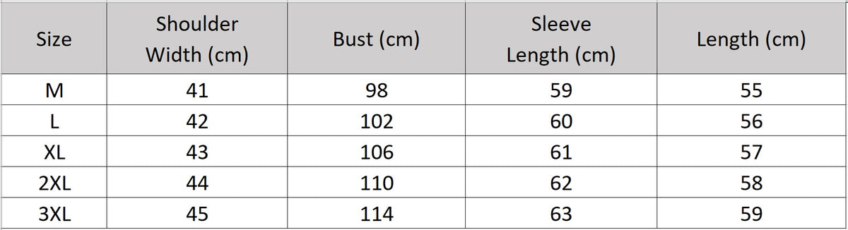 Women's size chart for a Full-grain oil-waxed goatskin overshirt jacket in First Impression. Architectural band collar, twin-needle detailing, and dynamic espresso pull-up undertones. — From Borcelleclothes.