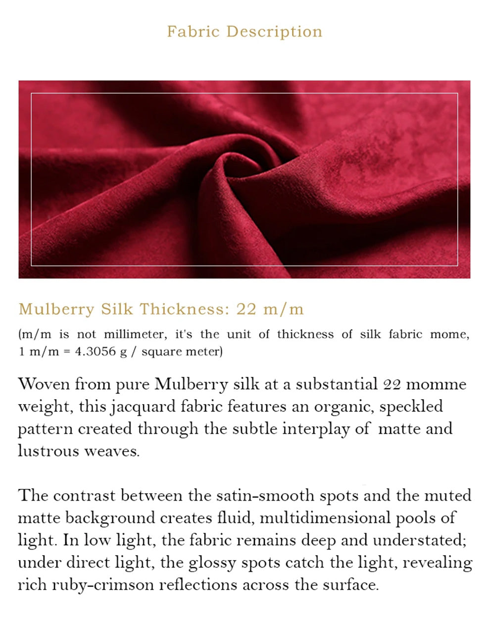 Close-up of the spiral-folded 22 momme Mulberry silk jacquard texture in Queen of Night — From Borcelleclothes.