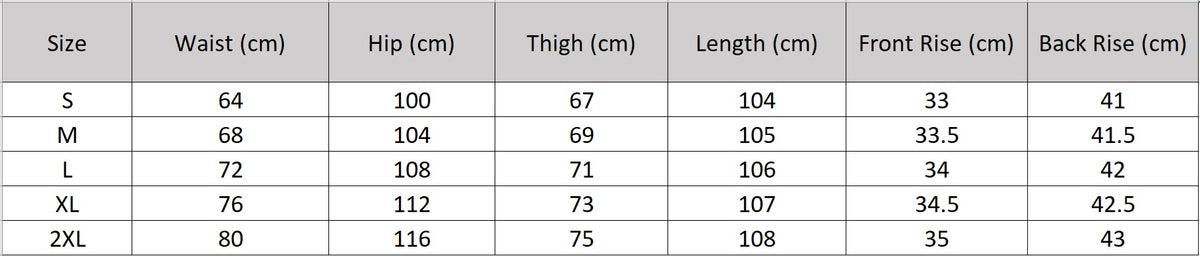 Women's size chart for a Straight-leg silk trousers tailored in 100% Grade 6A Mulberry silk jacquard georgette. Featuring a geometric texture and a pasma bundle-stitch embroidered yoke. — From Borcelleclothes.