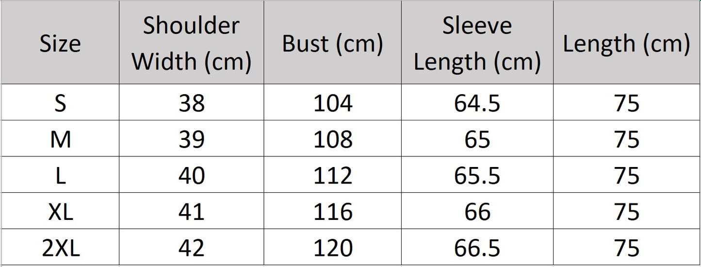 Women's size chart for a sheared mink coat with wide shawl collar and self-tie belt, shown in Night's Pride. — From Borcelleclothes.