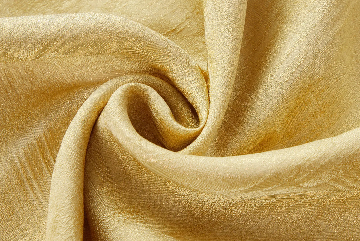Artfully spiral-folded Mulberry silk Sangbo jacquard fabric in Hakea displaying its raised ripple texture and woven metallic thread — From Borcelleclothes.
