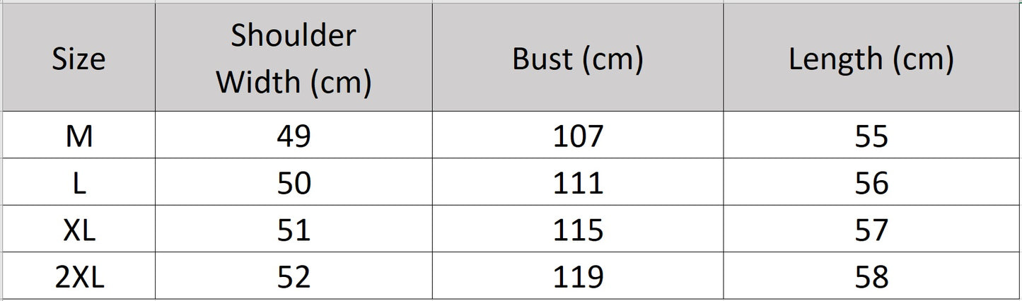 Women's size chart for a Habotai Mulberry silk blouse. Featuring an elongated stepped shawl collar and a white tank top, joined at the elasticated hem. — From Borcelleclothes.