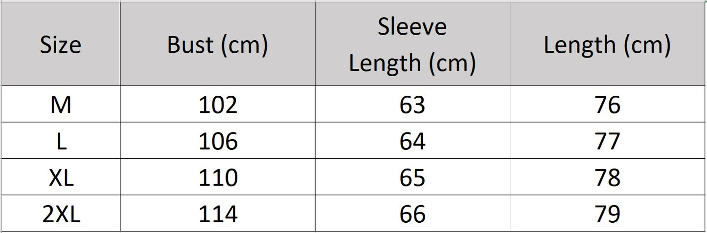 Women's size chart for a double-faced goatskin coat in Gold Ransom, with a storm flap, notch lapels, and self-tied belt. — From Borcelleclothes.
