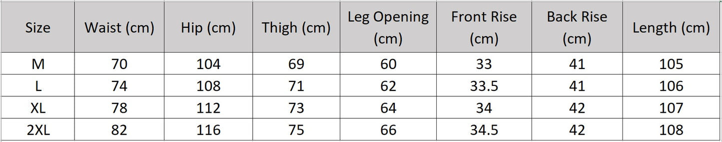 Women's size chart for a wide-leg Mulberry Silk Jacquard trousers in Hide-and-Seek featuring an asymmetrical high-low waist yoke with right insert and groups of vertical triple tucks. — From Borcelleclothes.