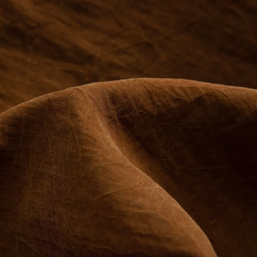 Wave-folded texture of Xiangyunsha Mulberry Silk Blouse in Cinnamon Amulet showing dry luster — From Borcelleclothes.